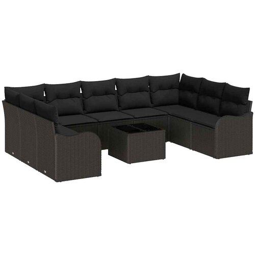  Sjedeća garnitura za vrt 10 kom. Crna poliratan 289 x 177,5 x 69 cm Slike