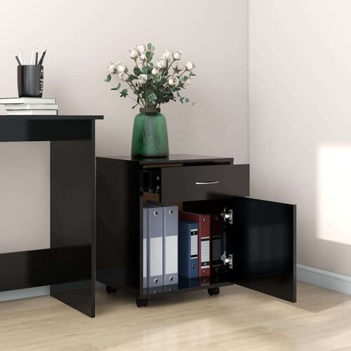 VidaXL Ormarić s kotačima crni 45 x 38 x 54 cm od iverice Slike