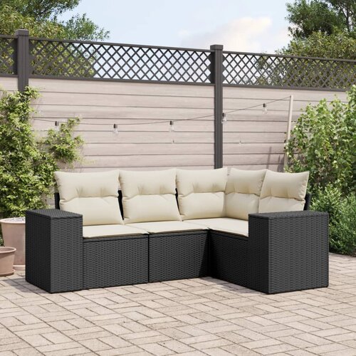  4-dijelni set vrtnih sofa od poliratana s jastucima crni Cijene