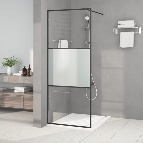 Pregrada za tu&scaron; crna 80 x 195 cm s napola mutnim staklom ESG Cijene