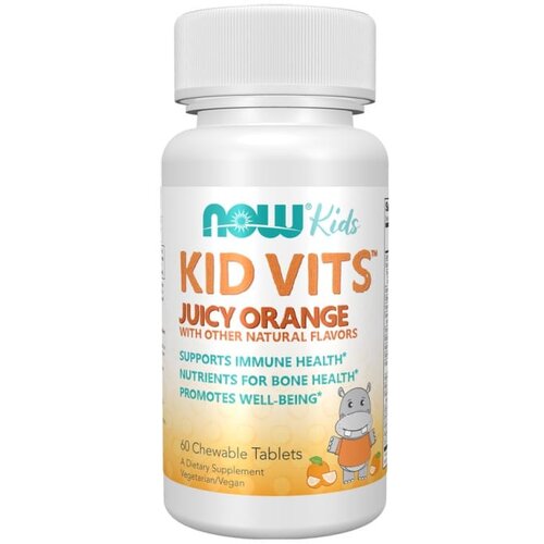 Now Foods Kid Vits multivitamini za otroke z okusom pomaranče NOW (60 žvečljivih tablet) Slike