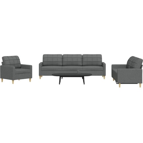  3-dijelni set sofa tamnosivi od tkanine Cijene