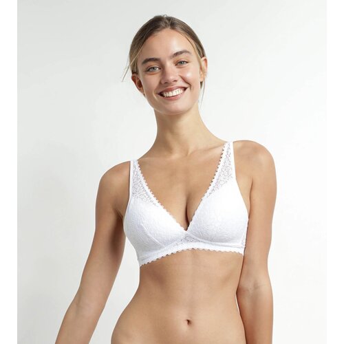 DIM TRIANGLE SOFT PADDED BRA - Women&amp;#039;s Lace Padded Bra Without Underwire - White Slike