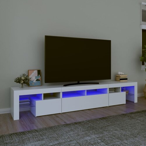 TV ormarić s LED svjetlima bijeli 230x36,5x40 cm Slike