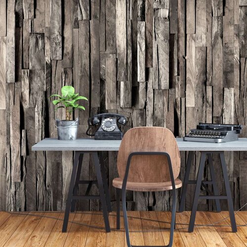  Samoljepljiva foto tapeta - Wooden Curtain (Dark Brown) 294x210 Slike
