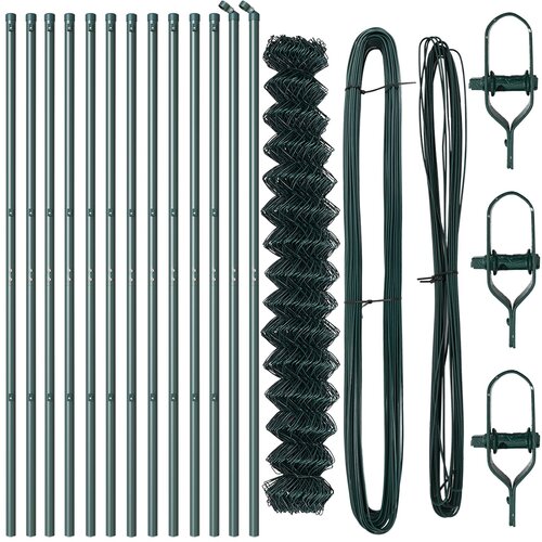 VidaXL Verižna ograja Komplet 2 Zelena Galvanizirano jeklo 1,5 x 25 m Slike