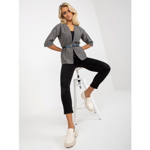 Fashion Hunters Black and dark blue jacket with raincoat and belt Slike