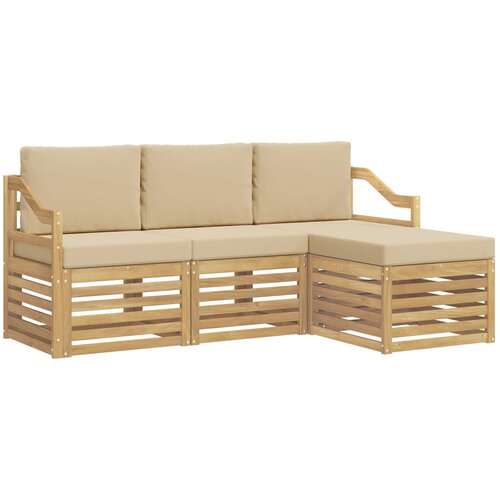 vidaXL Zunanja garnitura za sedenje 4 pcs Bela in bež Poliester, (5000282454) Cene