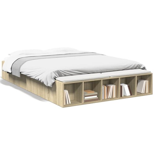 vidaXL Posteljni okvir sonoma hrast 150x200 cm inženirski les Cene