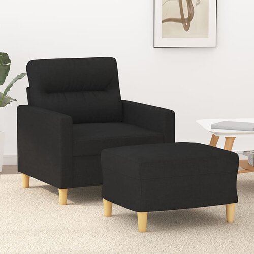 vidaXL fotelj s stolčkom za noge črn 60 cm blago Cene