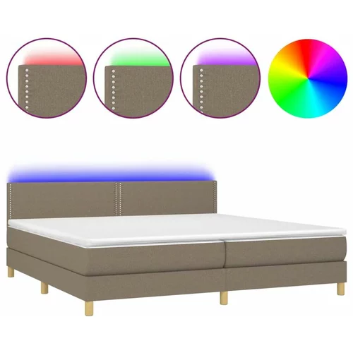  Box spring postelja z vzmetnico LED taupe 200x200 cm blago, (20999432)