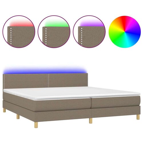  Krevet box spring s madracem LED smeđesivi 200x200 cm tkanina Cijene