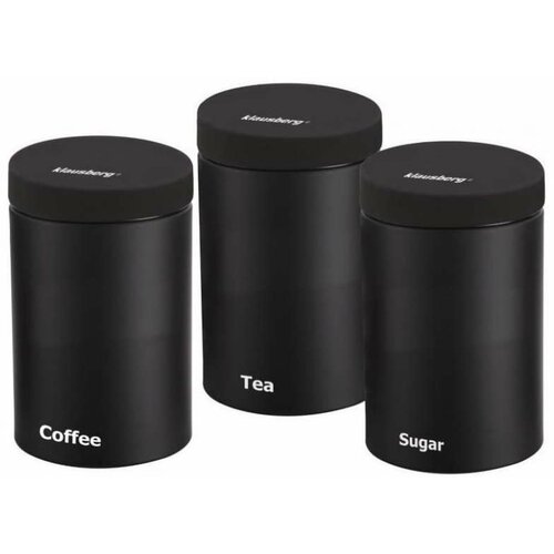 Klausberg metalne kutije 3 kafa šećer čaj o11 x 17 cm crna KB7256 Slike