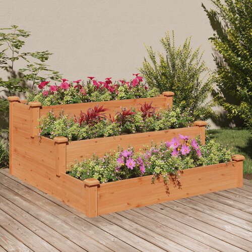 VidaXL Povi&amp;scaron;ena vrtna gredica smeđa 120 x 120 x 56 cm masivna jelovina Slike