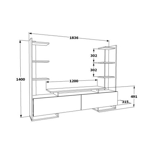 Hanah home TV komoda Ava, 183,6x140x31,7 cm, Bijeli hrast Slike