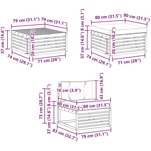  Set vanjskih sofa 6 kom. Bijela i svjetlosiva Poliester Slike