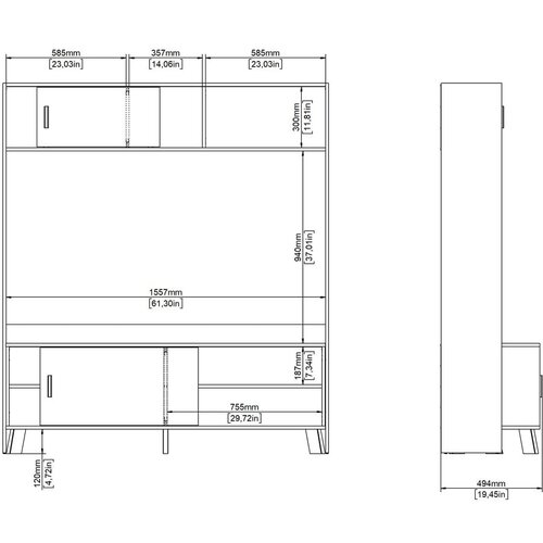 Tvilum Bel/v naravni barvi TV komplet v hrastovem dekorju 159x181x48 cm Ikast &amp;ndash; Slike