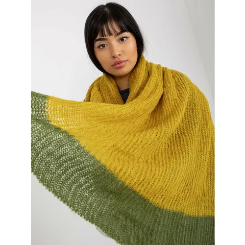 Fashion Hunters Yellow and green two-tone women's knitted scarf