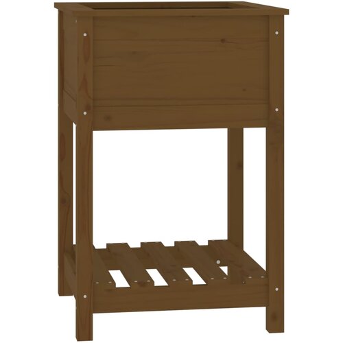 Maison Chic Visoka greda - Greda - Cvetlični Lonec s polico medeno rjava 54x54x81 cm trdna borovina, (21788554) Slike