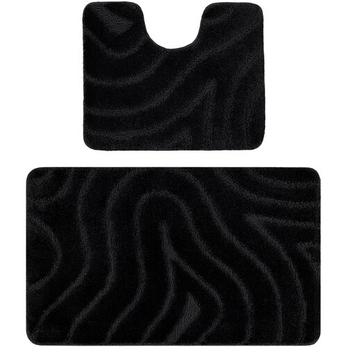 RugsX Preproge Dvodelni kopalni&scaron;ki set preproga SUPREME WAVES, v 60x100 cm Črna Cene
