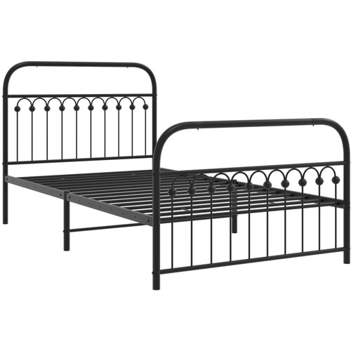 VidaXL Metalni okvir kreveta uzglavlje i podnožje crni 107x203 cm Slike