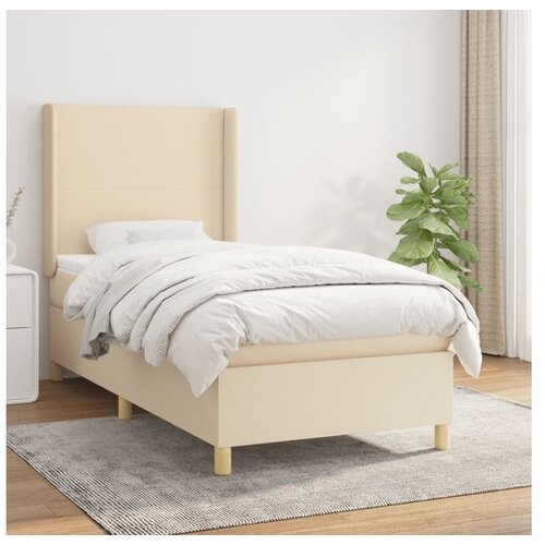 Box spring postelja z vzmetnico krem 100x200 cm blago Cene