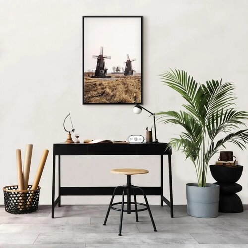  Slika - Wooden Windmill (1 Part) Vertical 60x90 U crnom drvenom okviru Slike