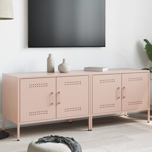 Furnova TV omarica 2 kosa roza 68x39x50,5 cm jeklo, (21924282) Slike