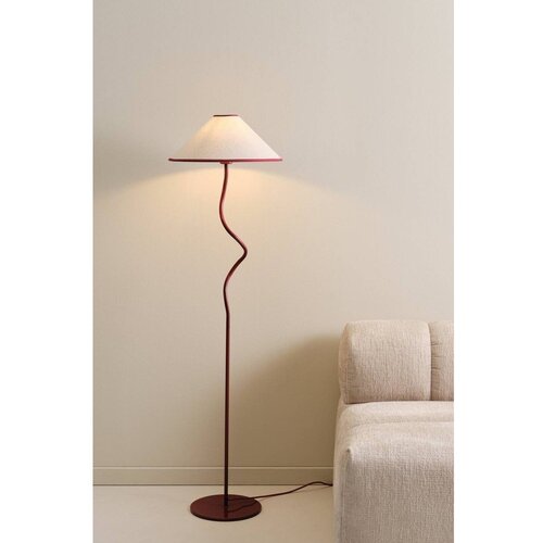 Jotex Rdeča/bela tekstilna zatemnitvena stoječa svetilka (vi&amp;scaron;ina 148 cm) Juliet &amp;ndash; Slike