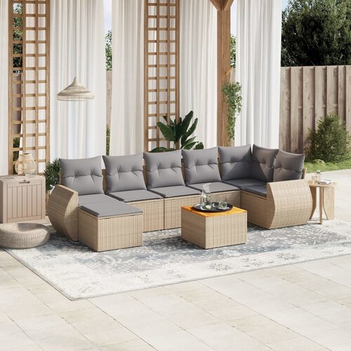 vidaXL 8-dijelni set vrtnih sofa od poliratana s jastucima bež Cijene