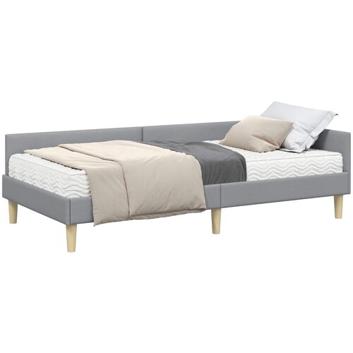  Kutni krevetni okvir s madracem 2 kom. Svijetlo siva Svjetlosiva 90 x 200 cm Slike