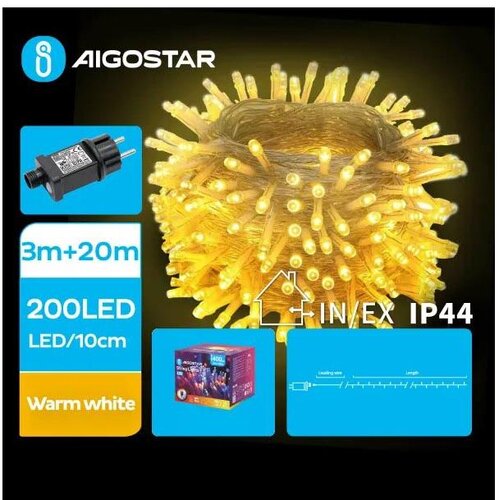 Aigostar LED spolja&amp;scaron;nji božićni lanac 200xLED/8 funkcija 23m IP44 topla bela Slike