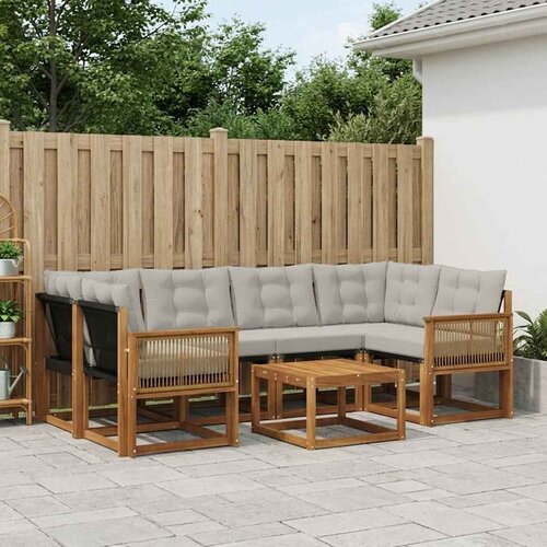  Set vanjskih sofa 7 kom. Prirodna i svjetlosiva Cene