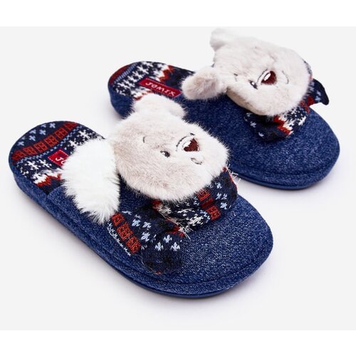 WJ1 Children's Slippers with Thick Sole and Bear Navy Dasca Cene
