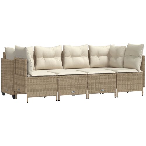  5-dijelni vrtni set sofa s jastucima bež od poliratana 204 x 55 x 70 cm Slike