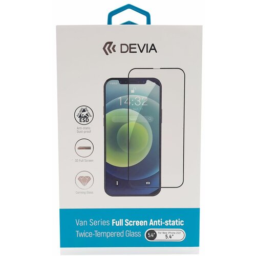 DEVIA zaštitno staklo Devia Van Series Full Screen Anti-static Twice-Tempered Glass za Iphone 13 mini Slike