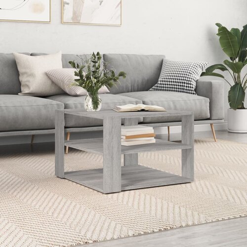 VidaXL Klubska mizica siva sonoma 59,5x59,5x40 cm inženirski les Slike