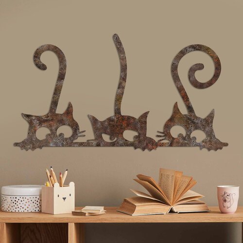 Opviq zidna dekoracija Rusty Cats 1, 33x60 cm, Braon Slike