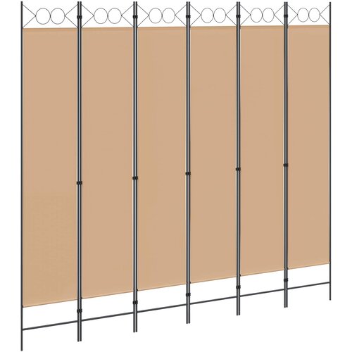  Razdjelnik prostora s 6 panela Bež 240 x 220 cm Tkanina Slike