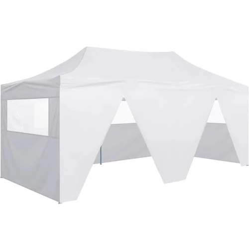  Profesionalen zložljiv vrtni šotor s 4 stranicami 3x6 m bel