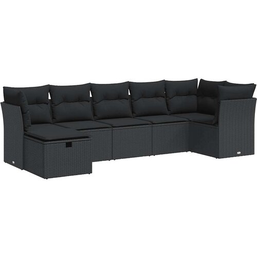 VidaXL 7-dijelni set vrtnih sofa od poliratana s jastucima crni Slike