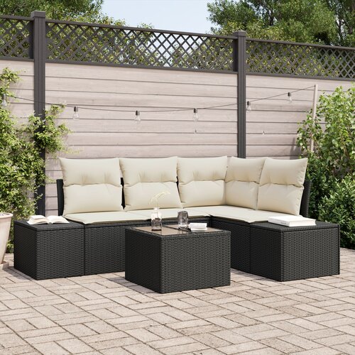 VidaXL 4-delni vrtni kavč set z blazinami Rjavi Poly Rattan Slike