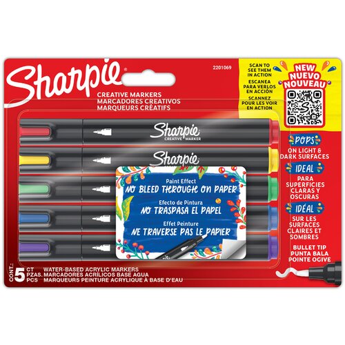 Sharpie Kreativni markerji Bullet, okrogla konica, pretisni omot po 5 kosov, (21656435) Cene