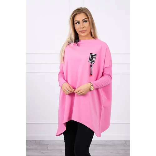 Kesi Oversize sweatshirt with asymmetrical sides of light pink color