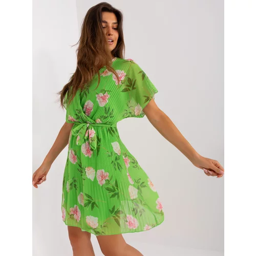 Fashion Hunters Light green flowing dress with flowers