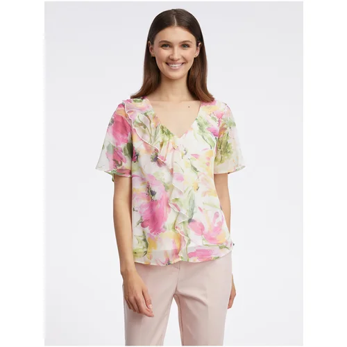 Orsay Pink-white women's floral blouse - Ladies