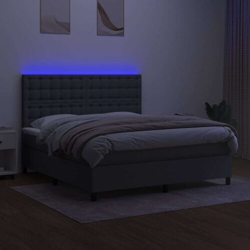  Box spring s madracem LED tamnosivi 180x200 cm tkanina Slike