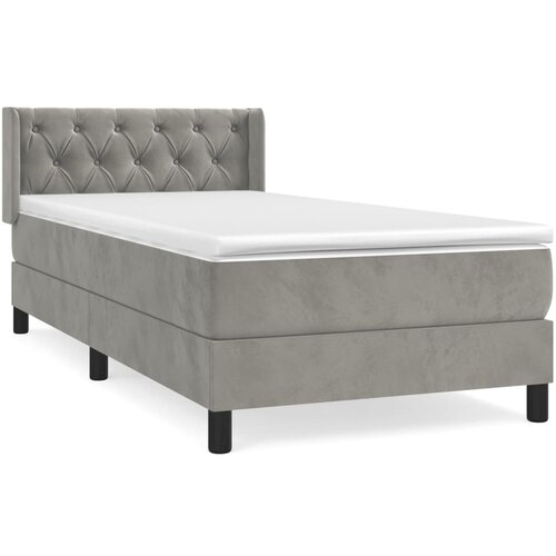 VidaXL Box spring postelja z vzmetnico svetlo siva 80x200 cm žamet, (20901709) Slike