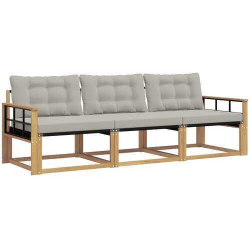  Set vanjskih sofa 3 kom. Bijela i svjetlosiva Slike