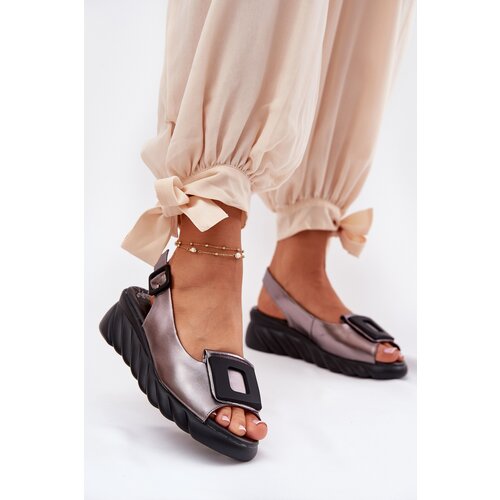 ARTIKER Ladies leather wedge sandals with decoration Cene